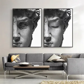 

Nordic Black and White David Head Canvas Paintings On The Wall Posters David Wall Art Canvas Pictures Home Wall Decoration