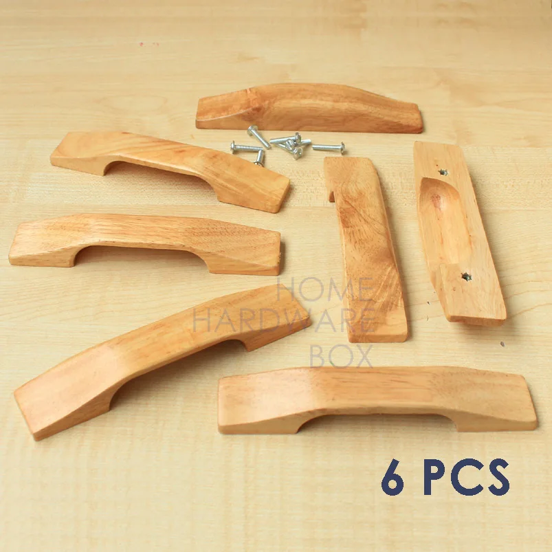 6 pc varnished wooden drawer handle cabinet wood pulls | Обустройство дома