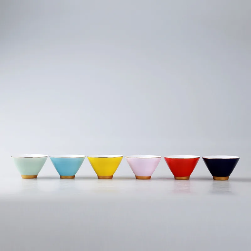 6 шт карамельный цвет керамический цветочный чайный сервиз Китайский кунг-фу чайный сервиз разделитель вина бокал кофе чашка подарок украшения 60 мл