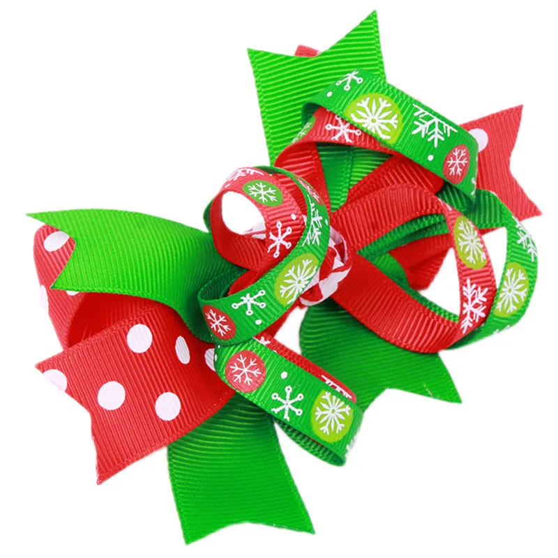 

Green Red Color Christmas Print Coattails Bow Hairpin Hair Clips for Baby Girls Kids Hair Accessories Tools DW674162