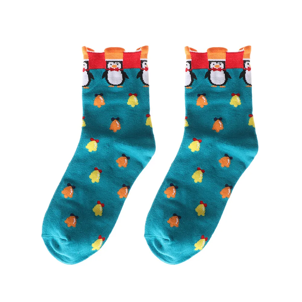 6 стилей, милые рождественские носки с объемным украшением, женские креативные хлопковые носки, разноцветные мягкие дышащие женские зимние теплые носки