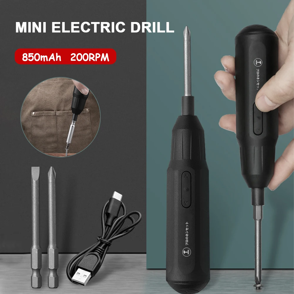 850mAh Mini Electrical Screwdriver Set Portable USB Rechargeable Handle