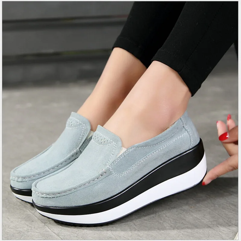 2023 Spring Summer Women Platform Shoes Women Slip On Genuine Leather Nurse Single Shoes Platform Shoes Wedge Women 828