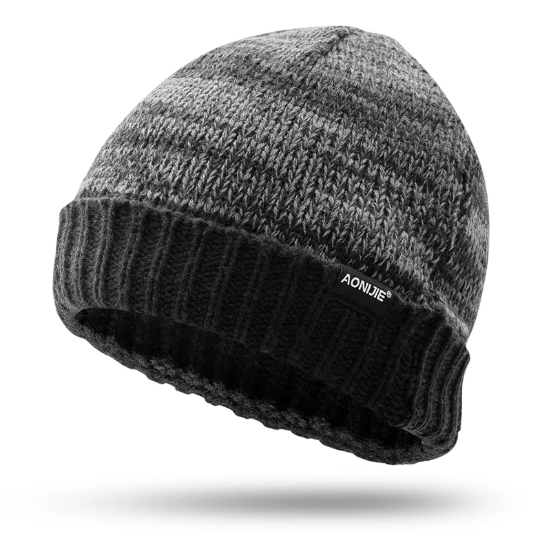 AONIJIE унисекс зимняя теплая спортивная вязаная шапочка шляпа-Кепка с черепом для бега пробежки марафон путешествия громоздкая велосипедная шапка M26 - Цвет: M25 Dark Gray