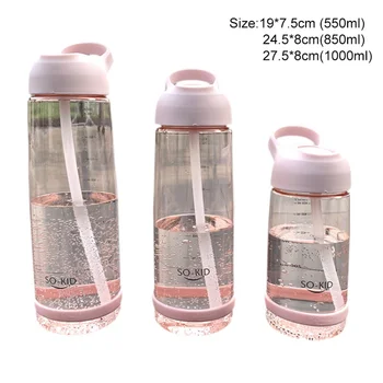 

550/850/1000 ml sports water bottles with straw plastic bottle for outdoor travel children students school bottle.