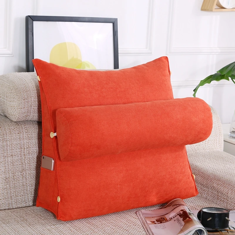 Super Soft Velvet Big Wedge Reading & Bed Rest Pillow,Large Adult Backrest Cushion with pockets,Back Support for bed sitting up