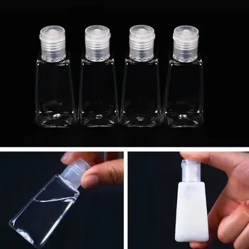 

10 Pcs 30ml Clear Plastic Trapezoidal Empty Squeeze Bottles with Flip Cap Refillable Hand Sanitizer Container Shampoo Lotion Gel