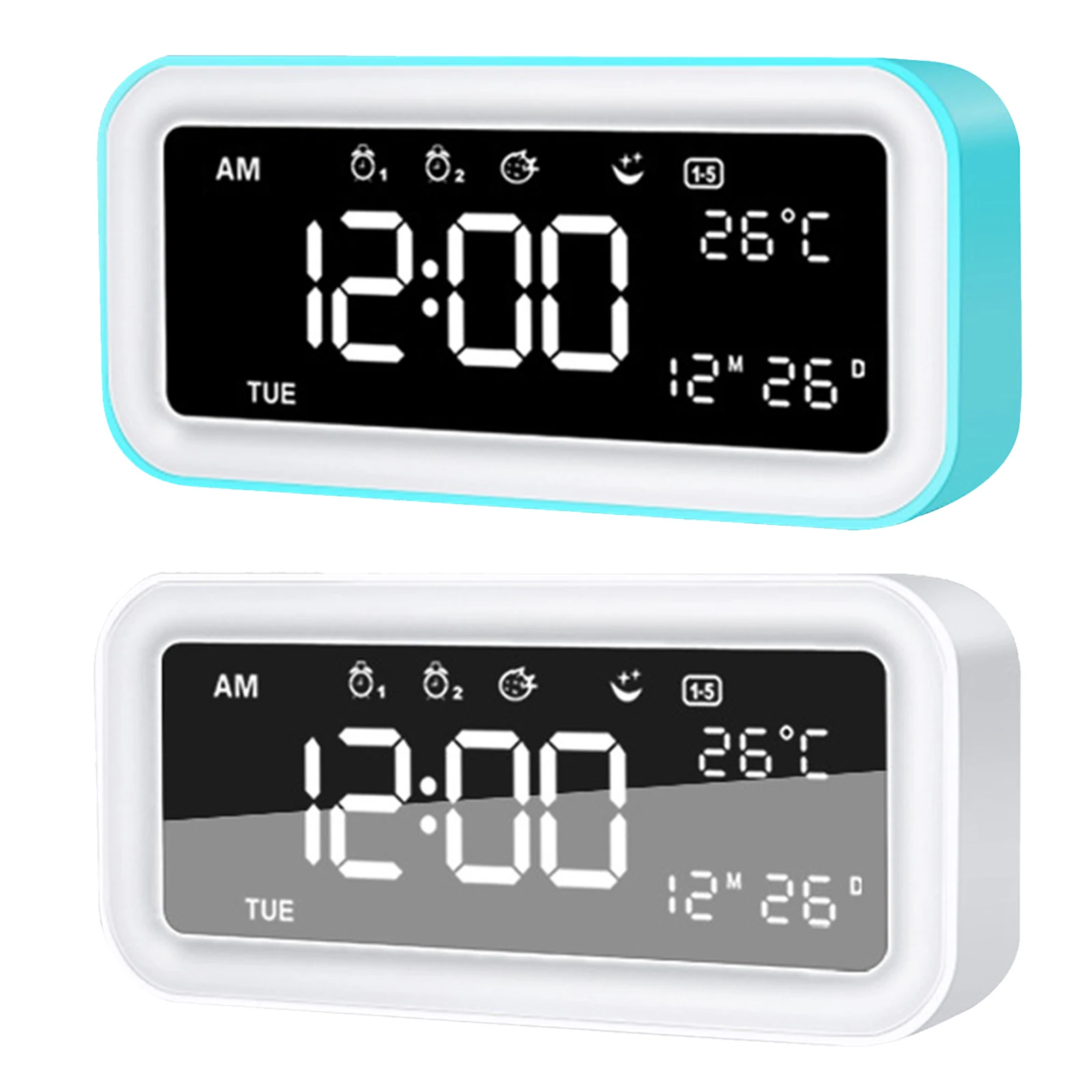 Mini LED Digital LCD Alarm Clock Night Light Desktop Table Clocks Color Changing 
