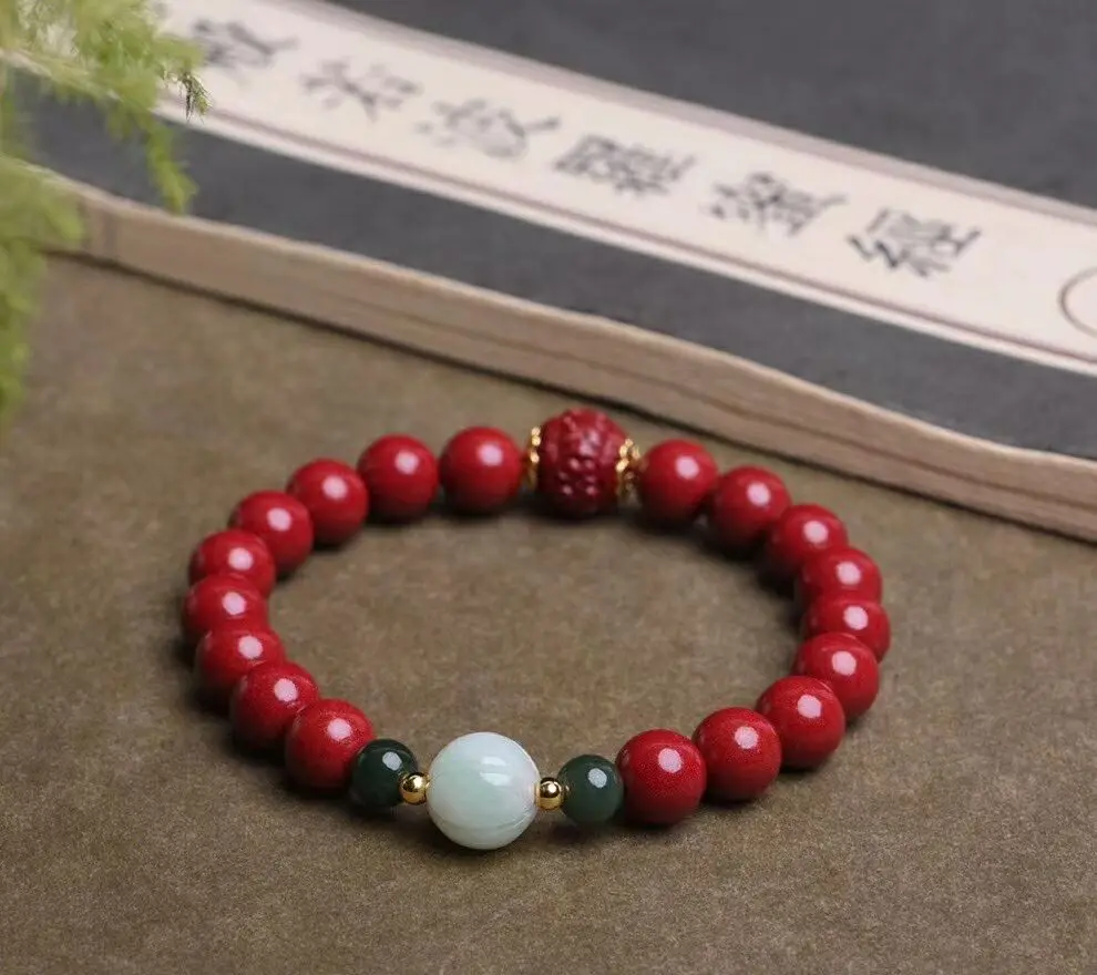 

Натуральная руда фиолетовый циннабар счастливый браслет 8 мм высокое содержание Cinnabar нефрит Тыква бусина Амулет браслет ювелирное изделие Прямая поставка