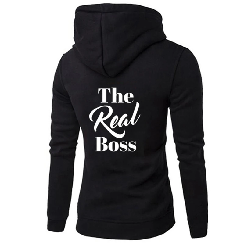 The Boss The Real Boss/Парные толстовки для женщин и мужчин; Толстовка с принтом букв для влюбленных; толстовки для влюбленных пар; повседневные пуловеры; подарок - Цвет: W25442BK