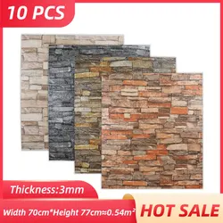 10 Pcs 70x77cm 3D Self-Adhesive Panel Wall Stickers Waterproof Foam Tile Living Room TV Background Protection Baby Wallpaper
