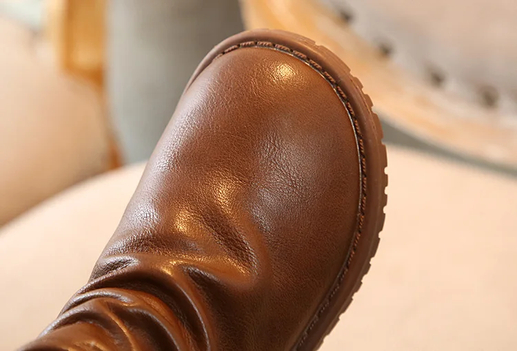New high quality Genuine leather Girls Long Snow Boots 21-37 Winter Martin boots for Plush Warm Shoes for girls kids Sport Shoes