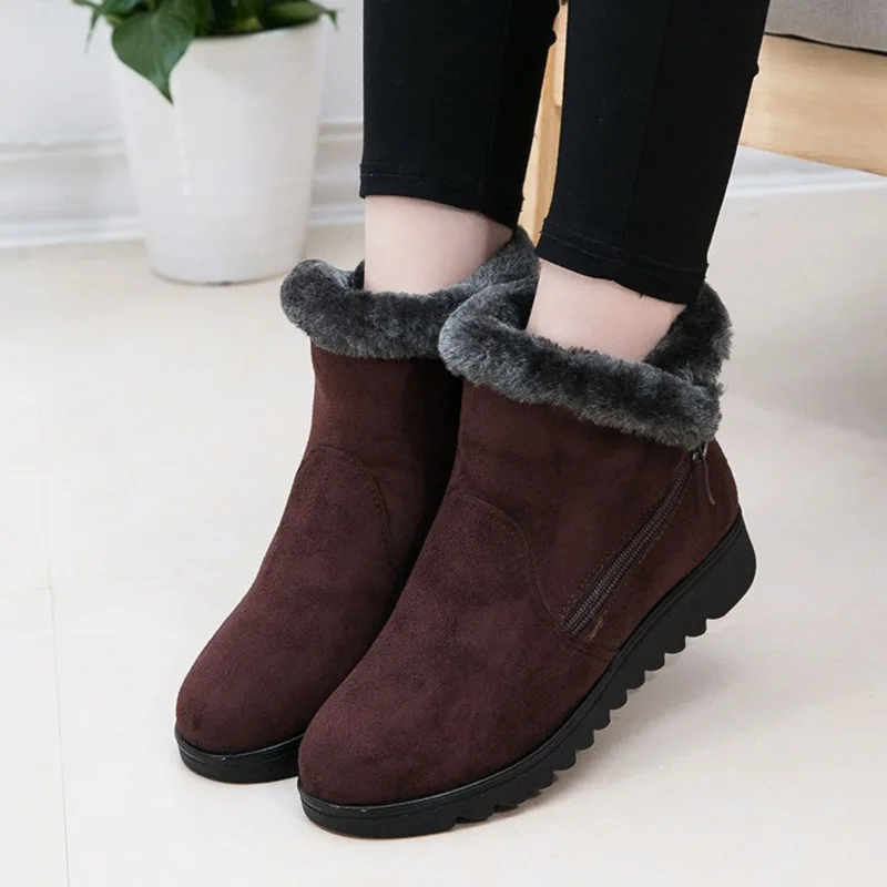 Women Warm Snow Boots Winter Fur Plush Ankle Boot Women's Slip On