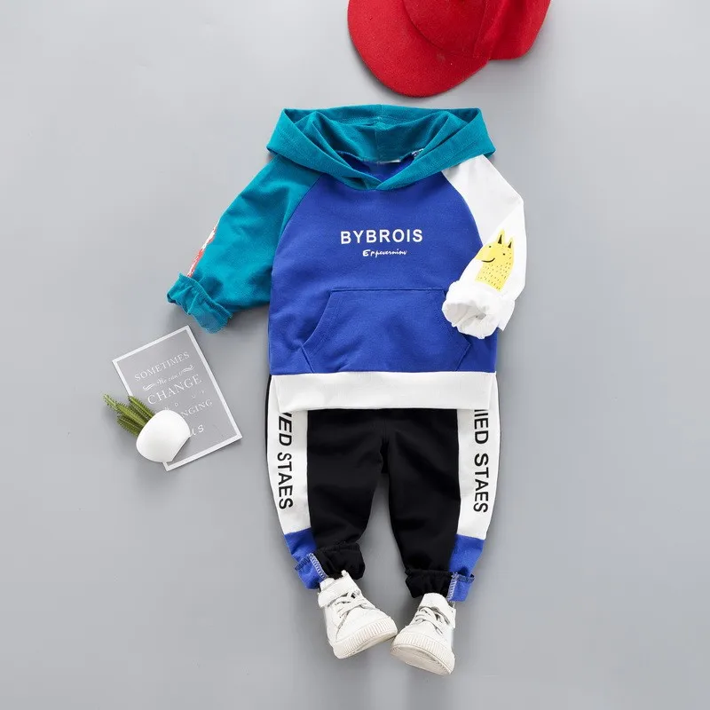 

Baby Suits Autumn Children Baby Boys Casual Long Sleeve Mixed Color Hoodie Sweatshirt Tops+Pants Costume Set #E