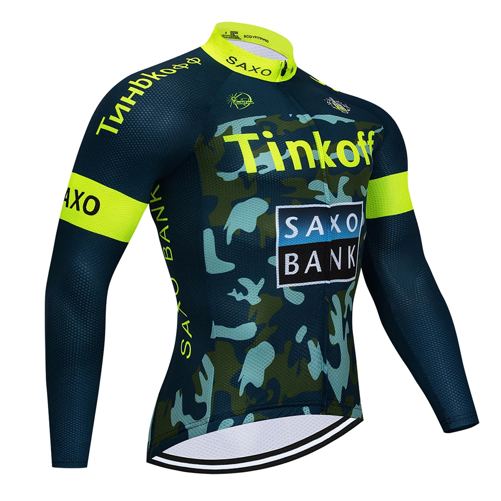 Tinkoff команда Весна и Осень Велоспорт с длинными рукавами зеленый велосипедный сервис Майо Ropa Ciclismo Invierno согревает - Цвет: 1
