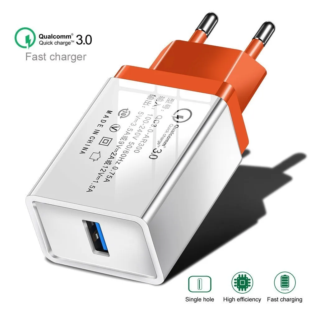 20 Pcs/lot Fast Charger QC 3.0 Travel Adapter Quick Charging 18W Portable Power Charger for iphone XS Xiaomi Samsung Huawei