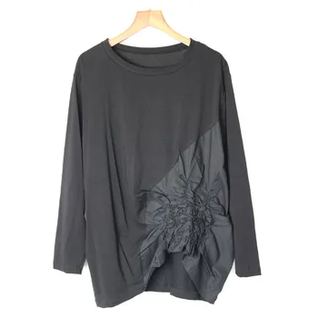 

Fashion long Tops Folding flower INS style tumblr gothic shirt women Ropa Mujer streetwear Loose plus korean clothes oversized