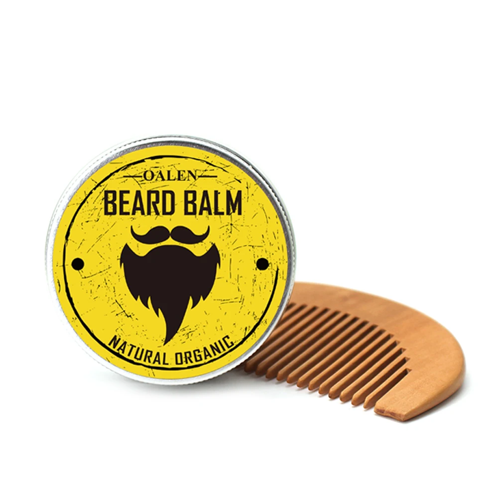 5Pcs/Set Men Moustache Cream Beard Oil Kit with Moustache Comb Brush Storage Bag Styling Beard Set