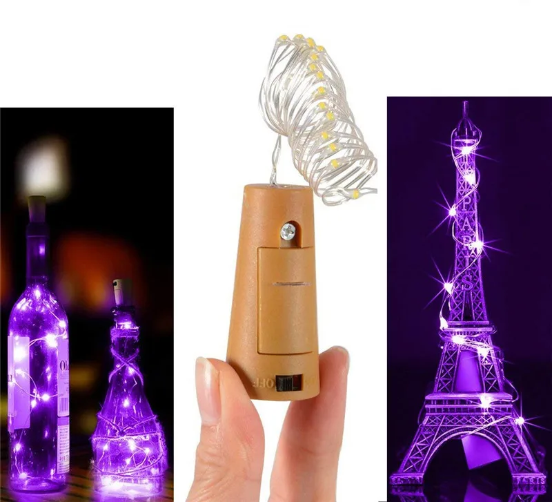 Purple 6PCS 6/14 шт. в упаковке, лампочки для бутылок, игрушки в форме пробки, 20 микросветодиодов, 2 м, гирлянды для бутылок вина, декор из стекла, сделай сам, огни для детей и взрослых, вечерние - Цвет: Purple 6PCS