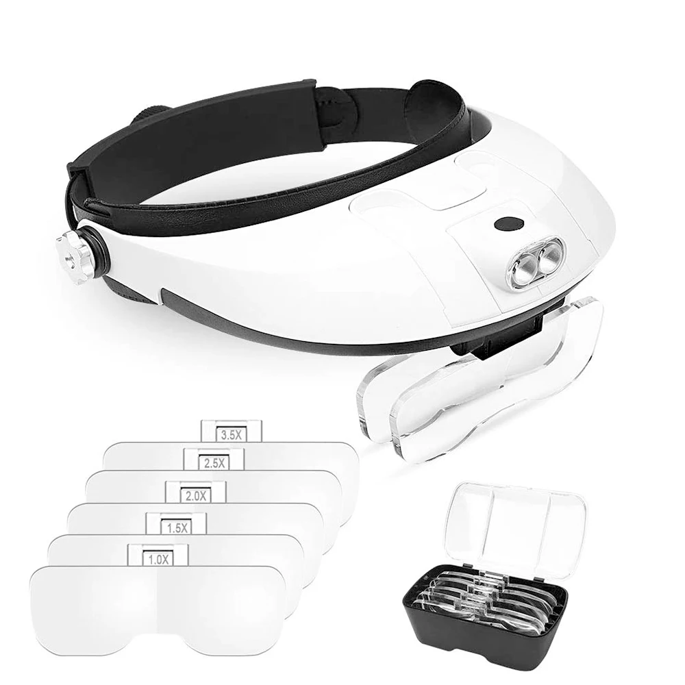 Lunette Loupe avec 2 LED Lunette Loupe Grossissante avec 5 Objectif 1 Lunette Loupe avec 2 LED Lunette Loupe Grossissante avec 5 Objectif 1