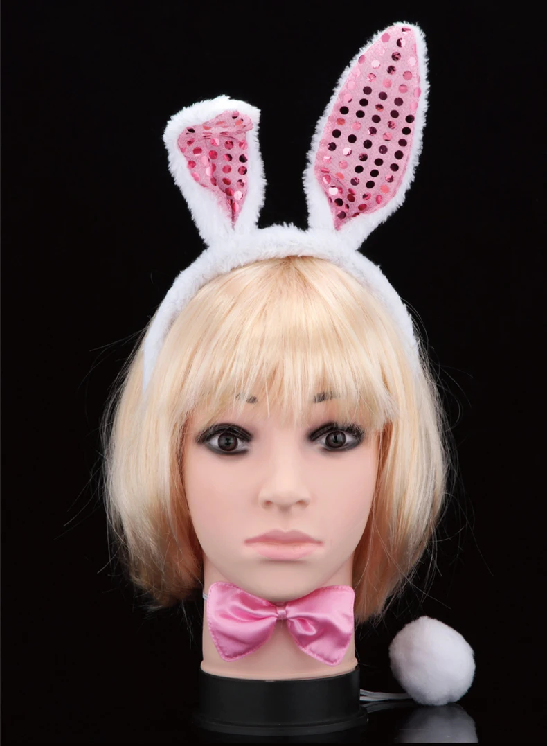 Children's Day Performance Props Makeup Ball Dressing up Game Supplies Multi-Animal Three-piece Set Rabbit Eared