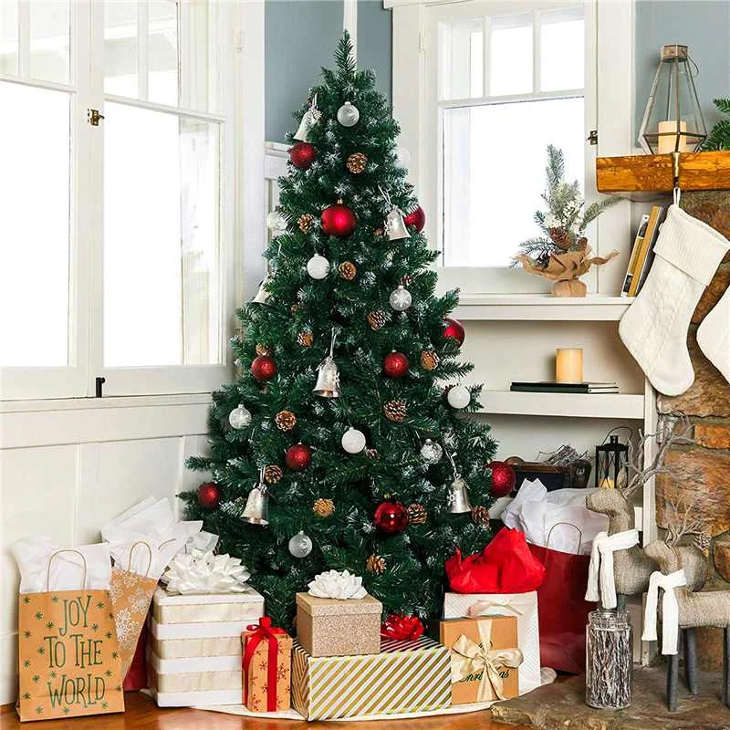 DIY рождественская елка 1,8 м/6 футов, Сосновая елка, новогодний подарок, Флокированная Рождественская елка, снежинка, дерево для X-MAS, декор для семейного отеля