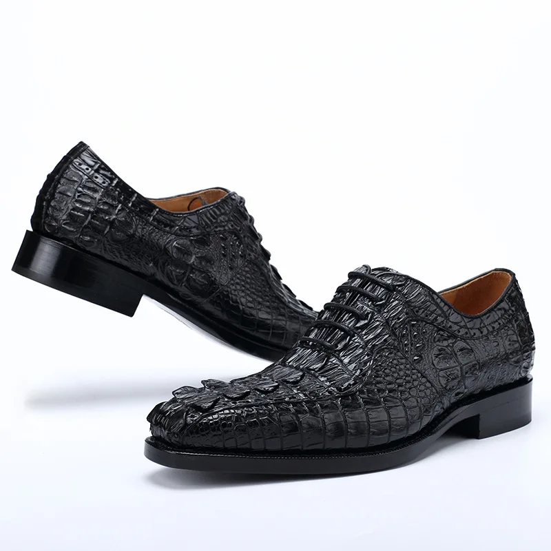 QYFCIOUFU/итальянская обувь для мужчин из крокодиловой кожи; официальная обувь; модельные туфли из натуральной кожи; деловые свадебные туфли-оксфорды из кожи аллигатора