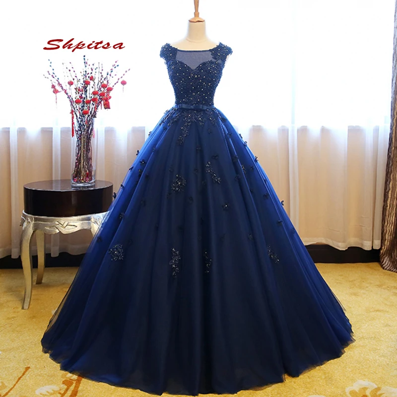 navy blue puffy dress