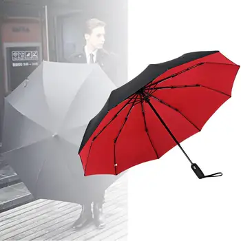 

Automatic Ten Bone Folding Umbrella Female Male Large High Red Umbrella Black Windproof Quality Umbrella Paint Rain G1S2