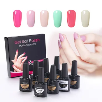 

New Solid Color UV Polish 10Ml Set Nail Glue 8-Piece Bottom Rubber Seal-Layer Gelish Nude Color Set Box nail art decorations