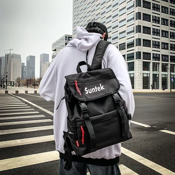 

Schoolbag Men's Tide Brand Reflective Letter Print Backpack High School College Campus Women's Backpack