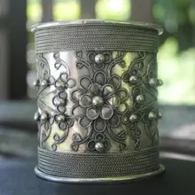 Этнические Мяо Серебряный тяжелый браслет в виде дракона ручной работы Племенной браслет подарок для Него