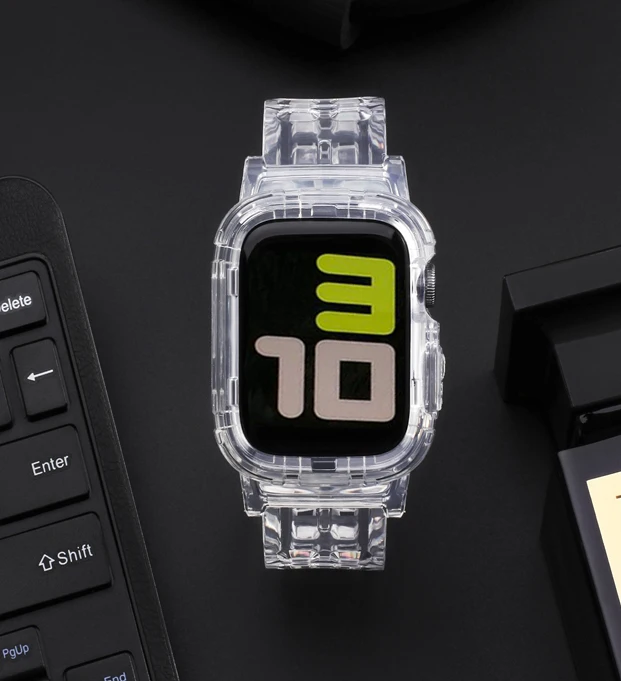 Мягкий силиконовый спортивный ремешок для Apple Watch Series 1 2 3 4 5 прозрачный резиновый