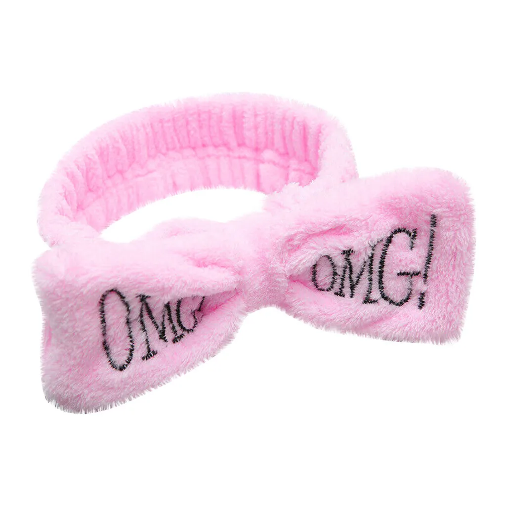 Pink Женские обручи с бархатным бантом и буквенным принтом ободок для волос аксессуары для девочек# YL5 - Цвет: Pink