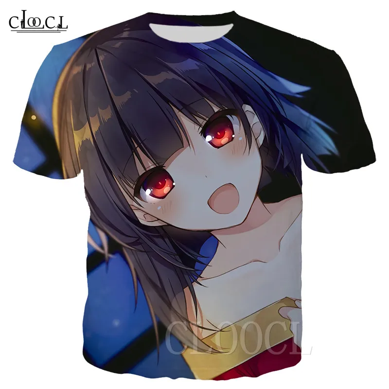 Новые милые футболки Megumin Konosuba для девушек футболка с 3D принтом Хэллоуин