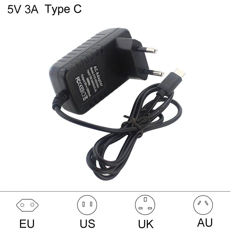 Raspberry Pi 4 адаптер питания 5V 3A type-C Блок для RPI Модель B Европа США Великобритания