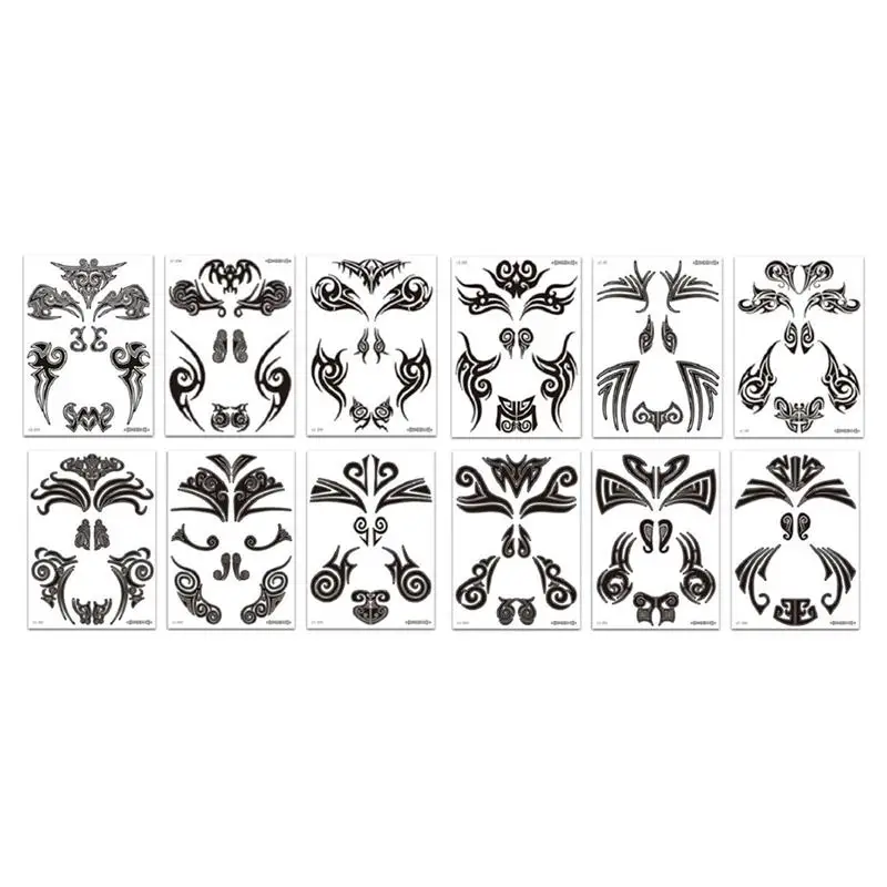 

12Pcs Creative Tattoo Stickers Maoris Tattoo Stickers for Masquerade Festival