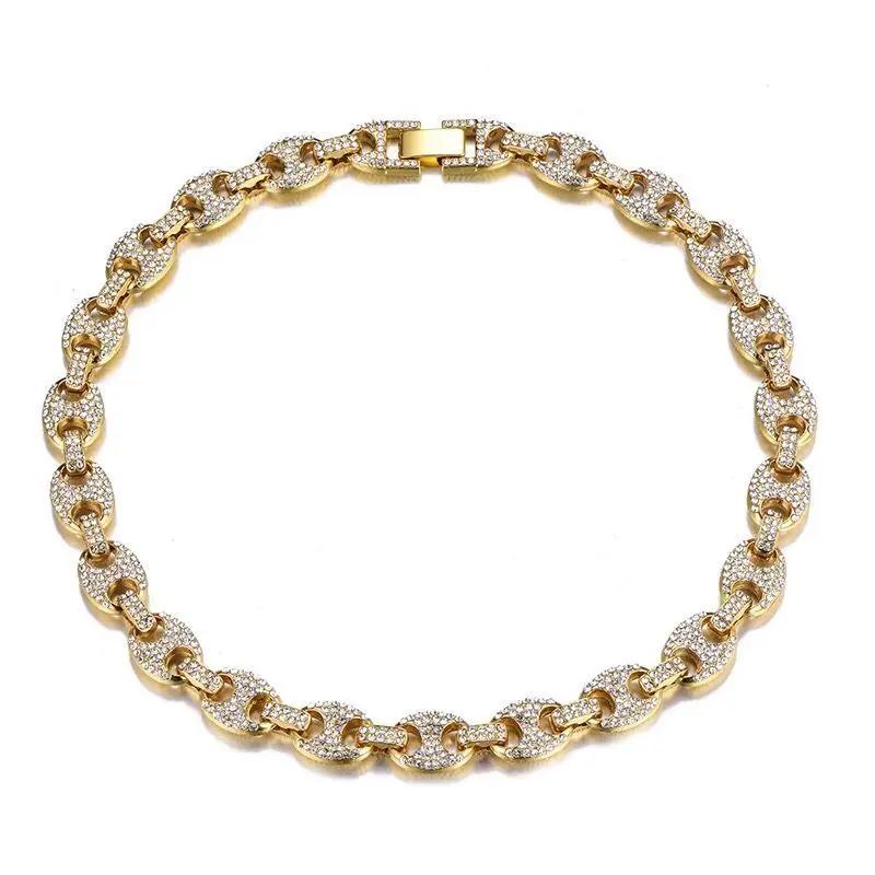 

MxGxFam ( 43 cm x 12 mm ) hiphop Crystal Coffee Beads Necklaces for Men Gold Color Fashion Jewelry Nickel Free