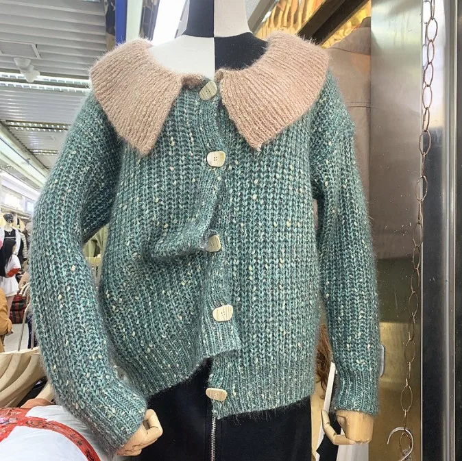 

2019 New Autumn and Winter Sweaters Women Large Lapel Single-breasted Knitted Cardigan Coat Student Girls Sweet Loose Knitwear