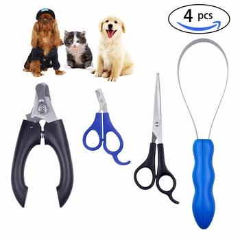 

4pcs/lot Pet Grooming Kit For Dog And Cats Nail Trimmer With Nail Clippers And Hair Removal Device And Scissor