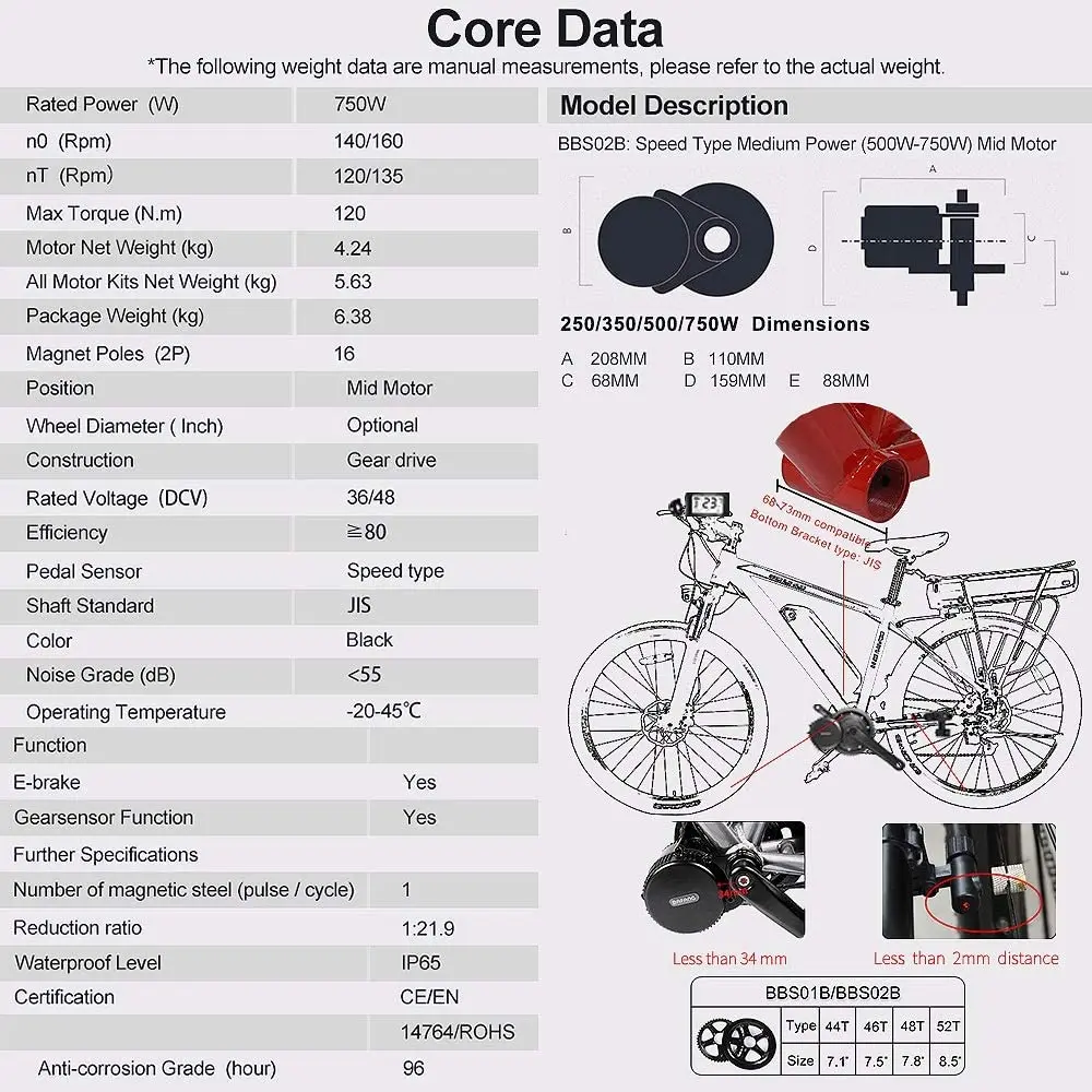 Bafang Ebike BBS02B 48 в 750 Вт среднеразмерный мотор комплекты с замком новый аккумулятор