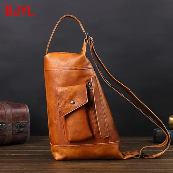 

Leather Men's Bag Leather Cross-body Bag Casual Hand Bag Shoulder Bag Multifunctional Fashion Tide Brand Back Pack Chest Bag New