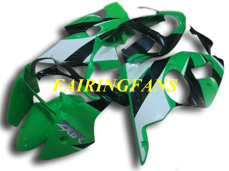 Мотоциклетный вставной обтекатель комплект для KAWASAKI Ninja ZX6R 636 00 01 02 ZX 6R 2000 2001 2002 обтекатель Зеленый, Белый Кузов+ подарки KA17