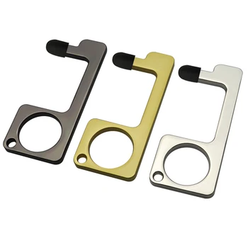 

2pcs/lot EDC Creative anti-touch elevator door keychain zinc alloy anti-epidemic key pendant universal mobile phone touch screen