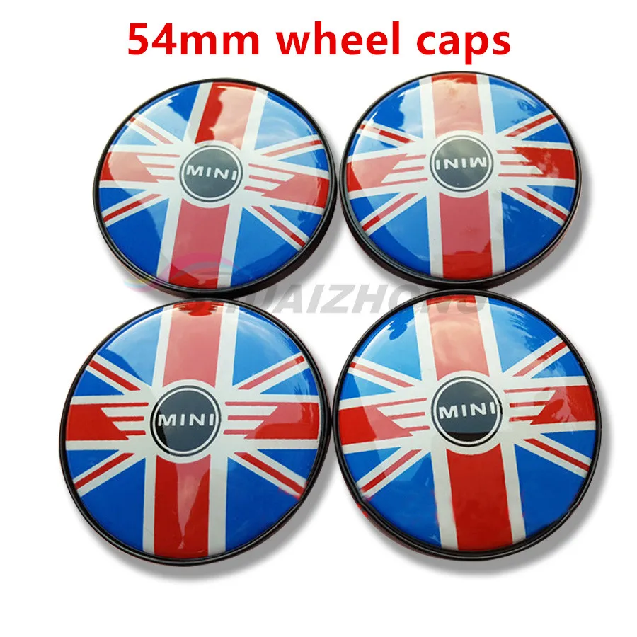 4X 54mm Bunting MINI 4 шт./компл. 52 мм или 54 мм сердечник колеса Кепки логотип Стикеры для мини крышки колесных дисков пылезащитные Чехлы автомобиля эмблемы наклейки аксессуары - Название цвета: 4X 54mm Bunting MINI