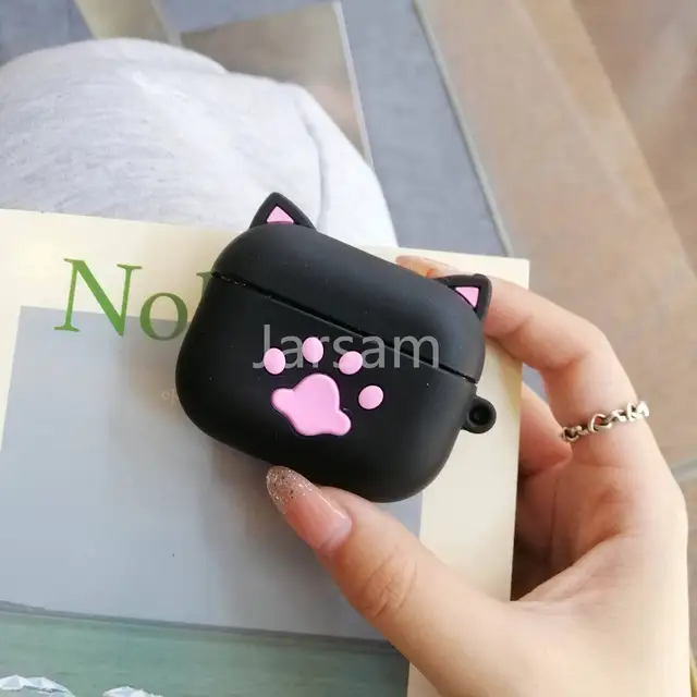 cute For airpods pro case Silicone Wireless Headphone Case Earphone For Airpods pro Case Cover accessories Protective BlackPinkCatClaw