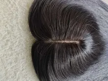 14Middle parte cabello humano Topper peluca para mujeres transpirable Base de seda con la trama de la máquina del Clips en el cabello tupé de mujer Remy pelo