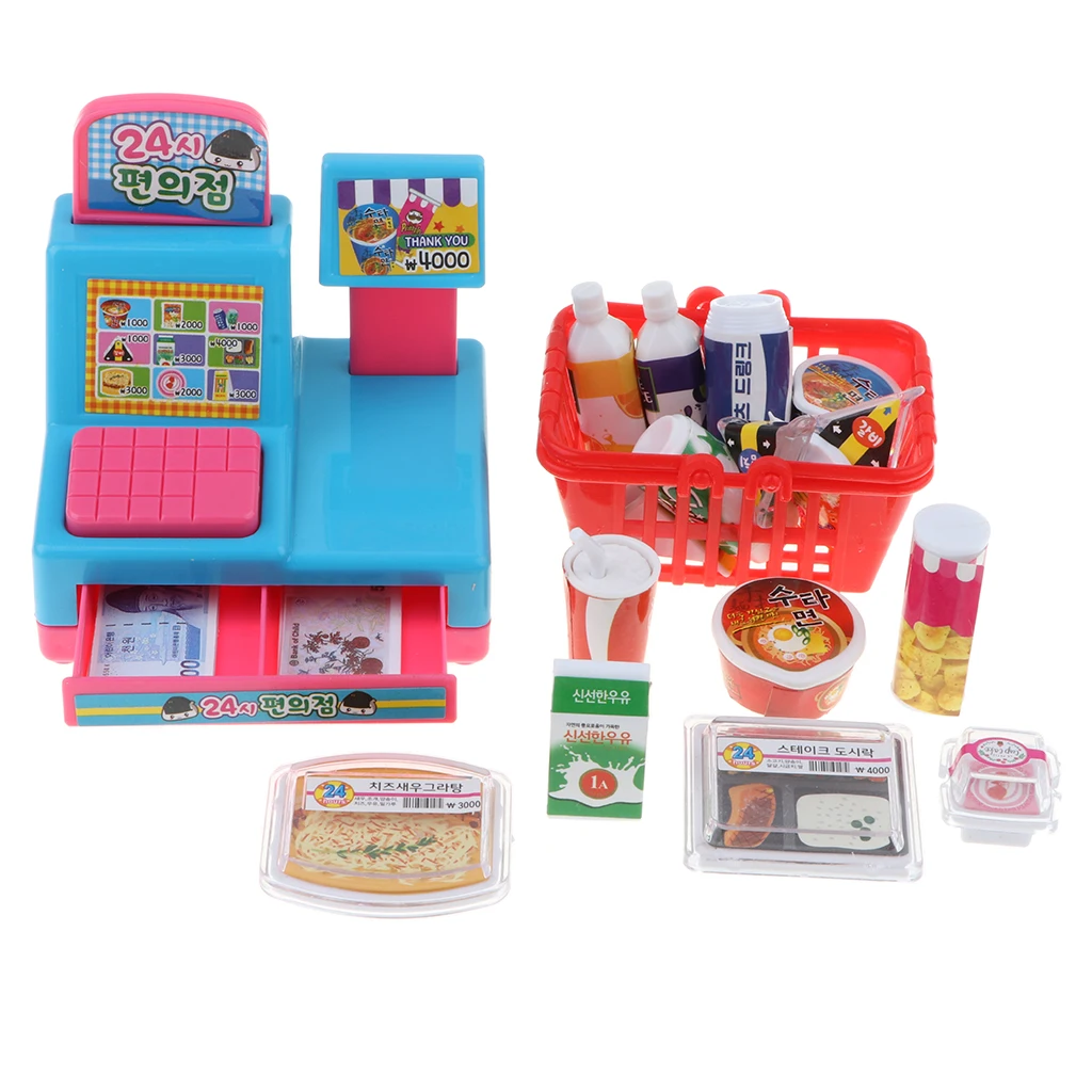 Simulation 24-Hour Convenience Store Cash Register Playset Kids Children's Pretend Play Toy Birthday Gift