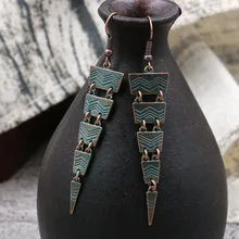 Модные серьги в стиле ретро для женщин и девочек, Винтажные серьги в стиле бохо, этнические антикварные медные серьги, Висячие ювелирные изделия, 1E1182