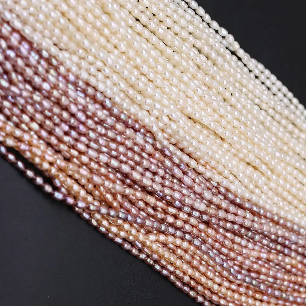 Real Natural Freshwater Pearl Rice Beads Loose Pearls Bead For DIY Charm Bracelet Necklace Jewelry Accessories Making 3-3.5mm
